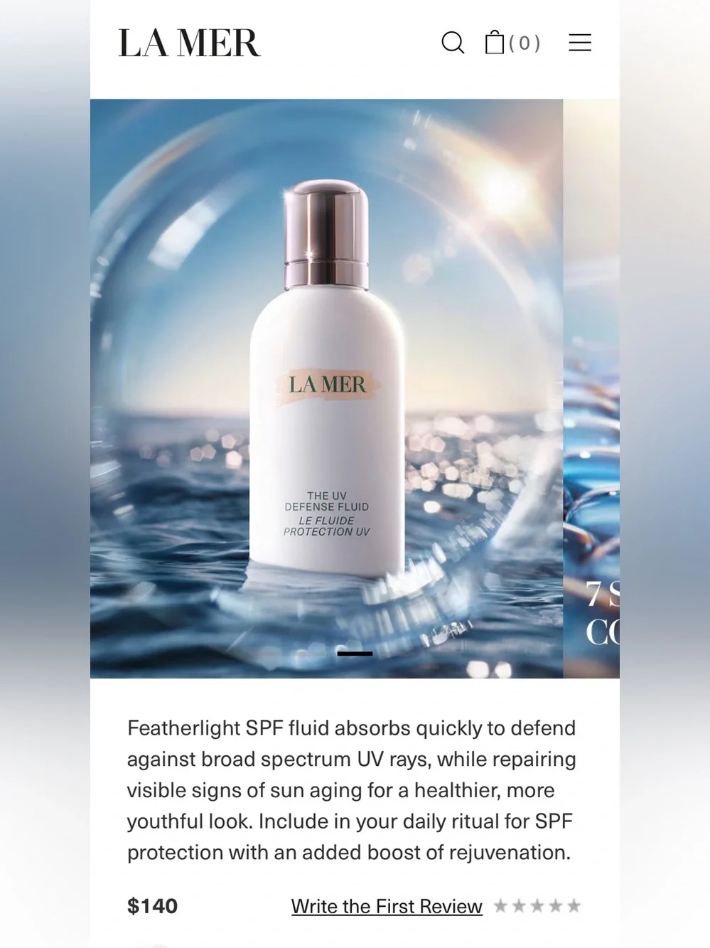 NEW La Mer THE NEW UV DEFENSE FLUID SPF50+ PA++++